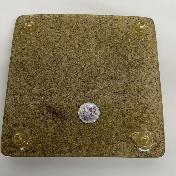 Lucite Acrylic Retro Mid Century Seagull Trivet Square 5 1/4" Seashells Sand Vtg - Picture 10 of 11